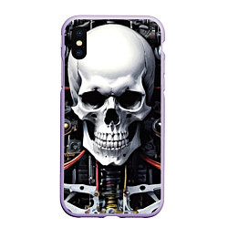 Чехол iPhone XS Max матовый Cyber skull - ai art, цвет: 3D-светло-сиреневый