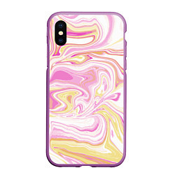 Чехол iPhone XS Max матовый Абстракция мраморный фон, цвет: 3D-фиолетовый