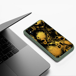 Чехол iPhone XS Max матовый Текстура песок, цвет: 3D-темно-зеленый — фото 2