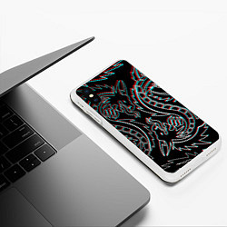 Чехол iPhone XS Max матовый Драконы глитч киберпанк, цвет: 3D-белый — фото 2