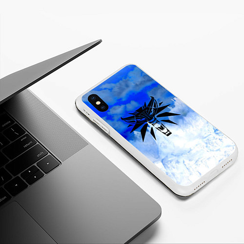 Чехол iPhone XS Max матовый The Witcher logo winter / 3D-Белый – фото 3