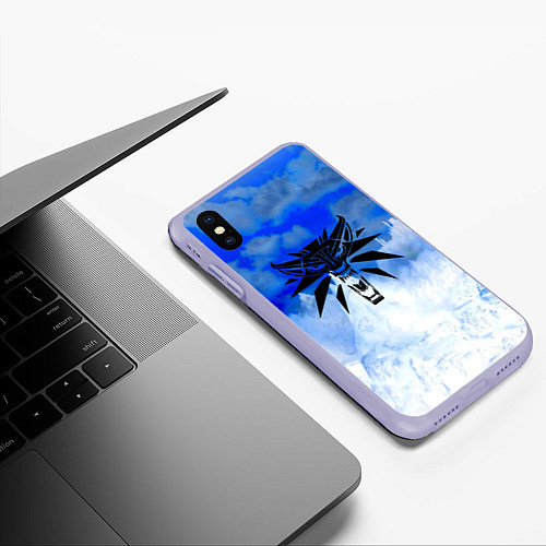 Чехол iPhone XS Max матовый The Witcher logo winter / 3D-Светло-сиреневый – фото 3