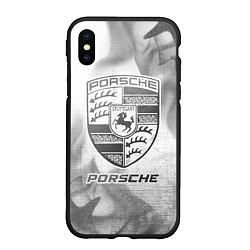 Чехол iPhone XS Max матовый Porsche - white gradient, цвет: 3D-черный