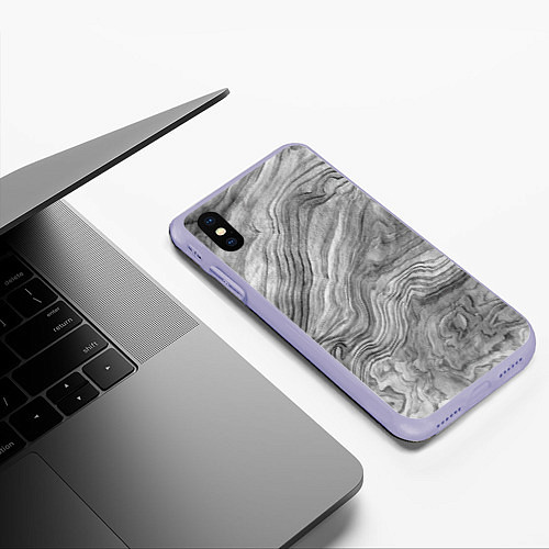 Чехол iPhone XS Max матовый Текстура дерева - абстракция / 3D-Светло-сиреневый – фото 3