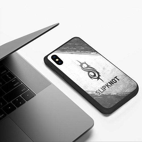 Чехол iPhone XS Max матовый Slipknot - white gradient / 3D-Черный – фото 3