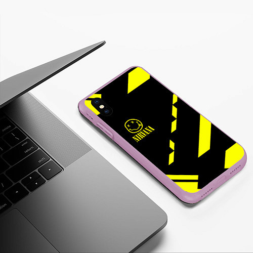 Чехол iPhone XS Max матовый Nirvana geometry yellow / 3D-Сиреневый – фото 3