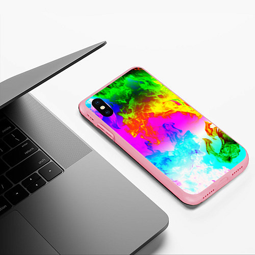 Чехол iPhone XS Max матовый Неоново кислотный огонь / 3D-Баблгам – фото 3