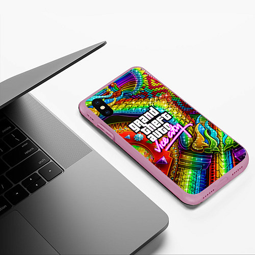 Чехол iPhone XS Max матовый GTA casino steel / 3D-Розовый – фото 3