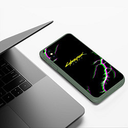 Чехол iPhone XS Max матовый Cyberpunk storm 2077, цвет: 3D-темно-зеленый — фото 2