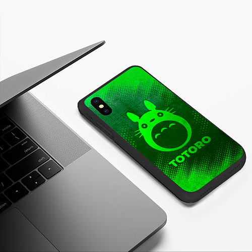 Чехол iPhone XS Max матовый Totoro - green gradient / 3D-Черный – фото 3