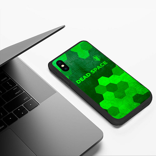 Чехол iPhone XS Max матовый Dead Space - green gradient посередине / 3D-Черный – фото 3