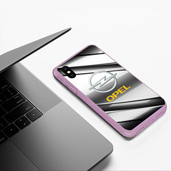 Чехол iPhone XS Max матовый Opel стальная геометрия, цвет: 3D-сиреневый — фото 2