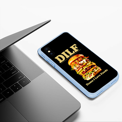 Чехол iPhone XS Max матовый DILF - damn I love foods / 3D-Голубой – фото 3