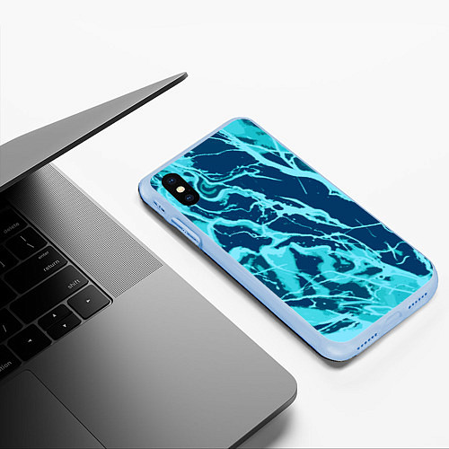 Чехол iPhone XS Max матовый Морской сине-голубой абстракция / 3D-Голубой – фото 3