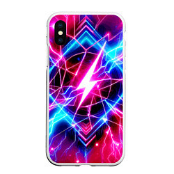 Чехол iPhone XS Max матовый Lightning - neon fantasy, цвет: 3D-белый