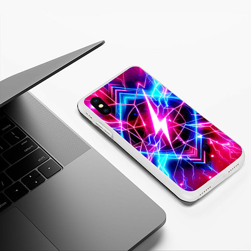 Чехол iPhone XS Max матовый Lightning - neon fantasy / 3D-Белый – фото 3