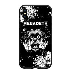 Чехол iPhone XS Max матовый Megadeth рок пес, цвет: 3D-черный