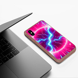 Чехол iPhone XS Max матовый Неоновая абстракция - нейроарт, цвет: 3D-коричневый — фото 2