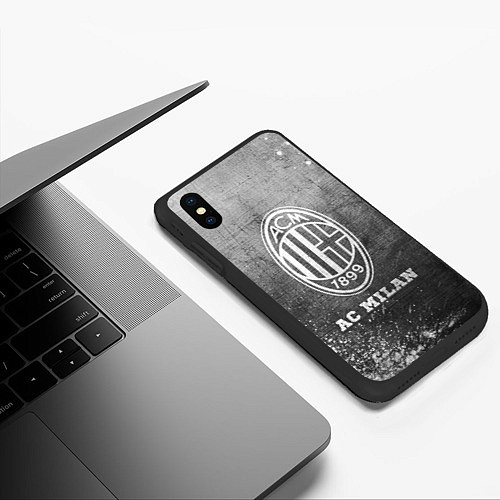 Чехол iPhone XS Max матовый AC Milan - grey gradient / 3D-Черный – фото 3