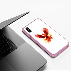 Чехол iPhone XS Max матовый Восставший из пепла Феникс, цвет: 3D-розовый — фото 2