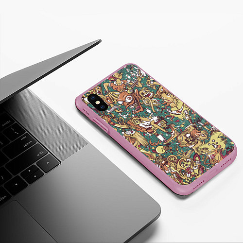 Чехол iPhone XS Max матовый Монстры и девушки / 3D-Розовый – фото 3