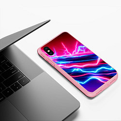 Чехол iPhone XS Max матовый Неоновые молнии - нейроарт поток, цвет: 3D-баблгам — фото 2