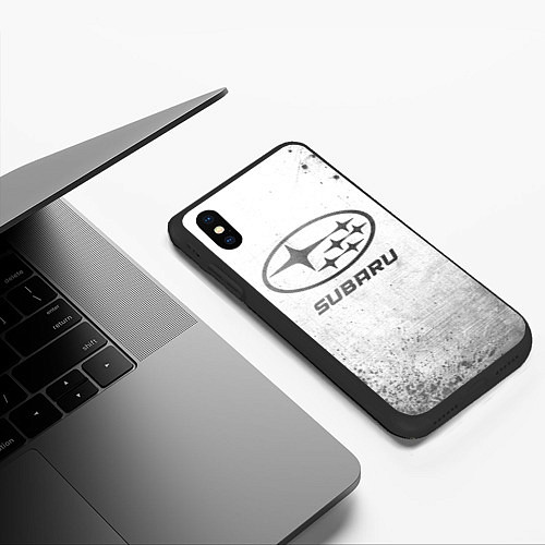 Чехол iPhone XS Max матовый Subaru - white gradient / 3D-Черный – фото 3