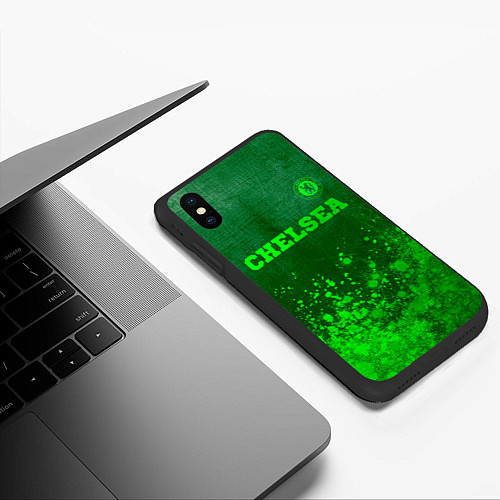 Чехол iPhone XS Max матовый Chelsea - green gradient посередине / 3D-Черный – фото 3