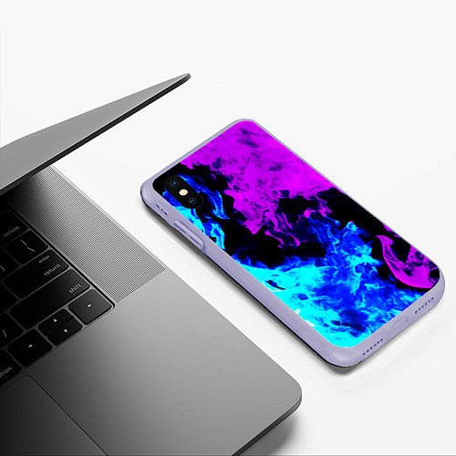 Чехол iPhone XS Max матовый Битва неонового огня / 3D-Светло-сиреневый – фото 3