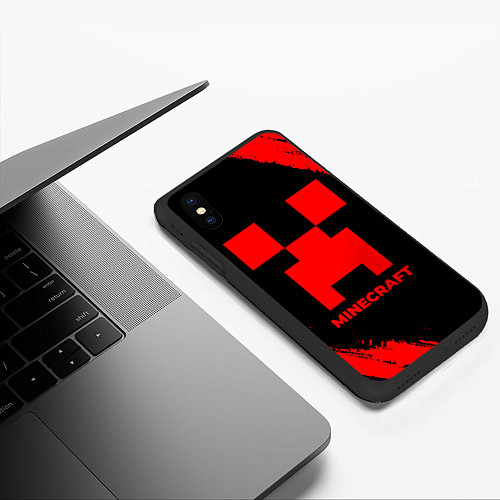 Чехол iPhone XS Max матовый Minecraft - red gradient / 3D-Черный – фото 3