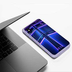 Чехол iPhone XS Max матовый Неоновая световая конструкция, цвет: 3D-светло-сиреневый — фото 2