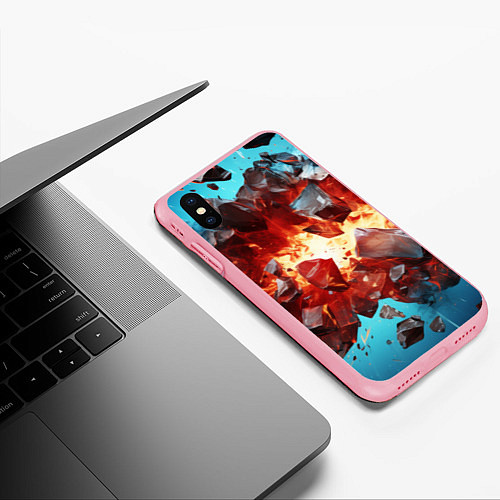 Чехол iPhone XS Max матовый Обломки абстрактных камней от взрыва / 3D-Баблгам – фото 3