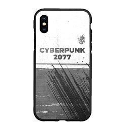 Чехол iPhone XS Max матовый Cyberpunk 2077 - white gradient посередине, цвет: 3D-черный