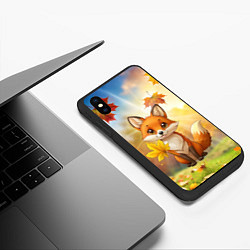 Чехол iPhone XS Max матовый Рыжая лисичка осенью, цвет: 3D-черный — фото 2