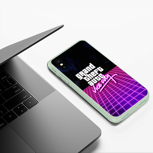 Чехол iPhone XS Max матовый GTA retro wave / 3D-Салатовый – фото 3