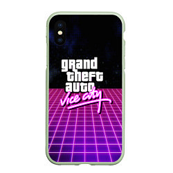 Чехол iPhone XS Max матовый GTA retro wave, цвет: 3D-салатовый