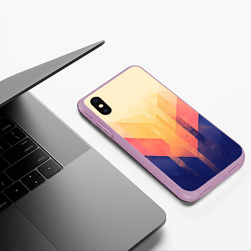 Чехол iPhone XS Max матовый Abstract art - geometric shapes / 3D-Сиреневый – фото 3