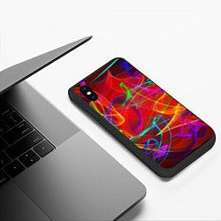 Чехол iPhone XS Max матовый Неоновые волны дыма, цвет: 3D-черный — фото 2