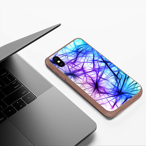 Чехол iPhone XS Max матовый Неоновые нервы / 3D-Коричневый – фото 3