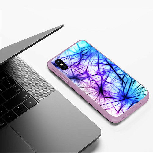 Чехол iPhone XS Max матовый Неоновые нервы / 3D-Сиреневый – фото 3