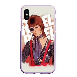 Чехол iPhone XS Max матовый David Bowie Rebel, цвет: 3D-сиреневый