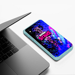 Чехол iPhone XS Max матовый Brawl stars neon abstraction, цвет: 3D-мятный — фото 2