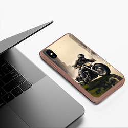 Чехол iPhone XS Max матовый Скетч байкер, цвет: 3D-коричневый — фото 2