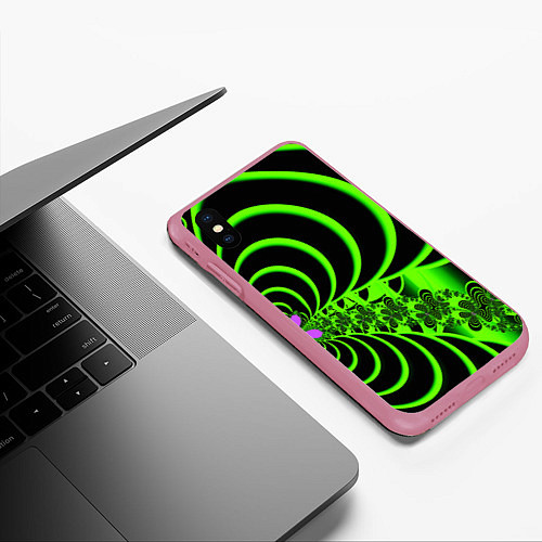 Чехол iPhone XS Max матовый Оптические иллюзии абстракция / 3D-Малиновый – фото 3