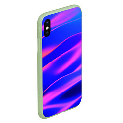 Чехол iPhone XS Max матовый Неоновые волны градиент, цвет: 3D-салатовый — фото 2