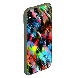 Чехол iPhone XS Max матовый Цветные краски абстракция, цвет: 3D-темно-зеленый — фото 2