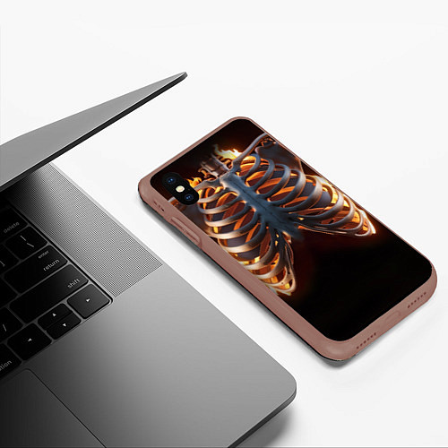 Чехол iPhone XS Max матовый Скелет человека в огне / 3D-Коричневый – фото 3