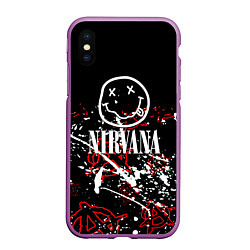 Чехол iPhone XS Max матовый Nirvana анархия, цвет: 3D-фиолетовый