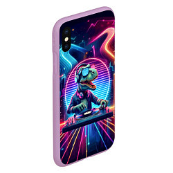 Чехол iPhone XS Max матовый Dino DJ - neon glow, цвет: 3D-сиреневый — фото 2