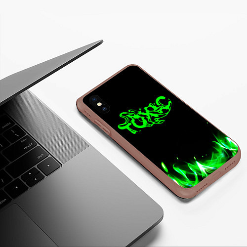 Чехол iPhone XS Max матовый Toxic text / 3D-Коричневый – фото 3